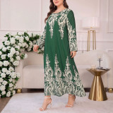 Women’s Plus Size Floral Print Long Sleeve Loose Maxi Dress