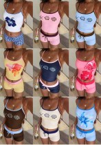 Women’s Ocean Floral Print Tank Top and Shorts Two Piece Swimsuit Women’s Ocean Floral Print Tank Top and Shorts Two Piece Swimsuit
