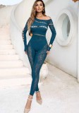Women’s Sexy Shiny Pearl Long Sleeve Fishnet Bodystocking