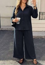 Women’s Summer Loose Shirt and Wide Leg Pants Casual Career Two Piece Set Women’s Summer Loose Shirt and Wide Leg Pants Casual Career Two Piece Set