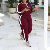 Women's Casual Hooded Zip-Up Long-Sleeve Top with Jogger Cargo Pants Two-Piece Set