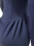 Women’s Fall Winter High Neck Zip Adjustable Wide Leg Jumpsuit