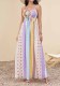 Women’s Summer Multicolor Print Sexy Cutout Lace Up Slim Waist Holiday Maxi Dress
