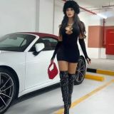 Women’s Halter Neck Chain Sleeve Bodycon Dress Lingerie