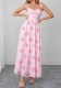 Women’s Summer Floral Print Low Back Slim Waist Holiday Maxi Dress