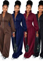 Women’s Fall Winter High Neck Zip Adjustable Wide Leg Jumpsuit Women’s Fall Winter High Neck Zip Adjustable Wide Leg Jumpsuit