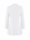 Women’s Fall Winter Turndown Collar Button Pleated A Line Mini Dress