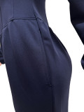 Women’s Fall Winter High Neck Zip Adjustable Wide Leg Jumpsuit