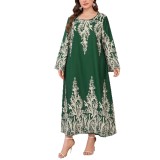 Women’s Plus Size Floral Print Long Sleeve Loose Maxi Dress