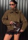 Women’s Fall Winter Trendy Suede Double Turndown Collar Jacket