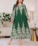 Women’s Plus Size Floral Print Long Sleeve Loose Maxi Dress