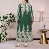 Women’s Plus Size Floral Print Long Sleeve Loose Maxi Dress