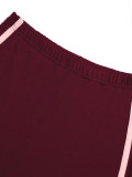 Women’s Fashion Casual Colorblock Strap High Waist Flared Pants Three Piece Set