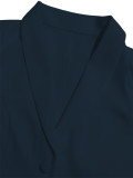 Women’s Fall Winter Turndown Collar Button Pleated A Line Mini Dress