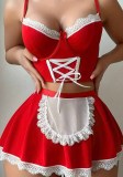 Women’s Sexy Lace Up Maid Apron Lingerie Costume Set