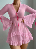 Women’s Sexy Lace Mesh Polka Dot Nightdress Lingerie