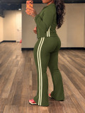 Women’s Fashion Casual Colorblock Strap High Waist Flared Pants Three Piece Set