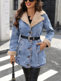 Women’s Fall Winter Fleece Lined Denim Jacket