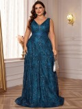 Women’s Deep V Neck Low Back Slim Fit Mermaid Bridesmaid Formal Party Maxi Dress