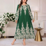 Women’s Plus Size Floral Print Long Sleeve Loose Maxi Dress
