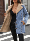 Women’s Fall Winter Fleece Lined Denim Jacket