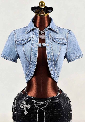 Women’s Summer Fashion Cropped Denim Top
