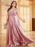 Women’s Plus Size Long Sleeve V Neck Elegant Formal Party Maxi Dress