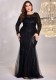 Women’s Plus Size Round Neck Long Sleeve Slim Fit Mermaid Bridesmaid Formal Party Dress