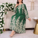 Women’s Plus Size Floral Print Long Sleeve Loose Maxi Dress