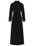 Women’s Fashion Colorblock Half Zip Turndown Collar Casual Long Dress