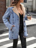 Women’s Fall Winter Fleece Lined Denim Jacket