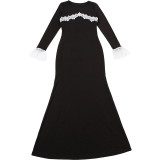 Women’s Fall Round Neck Long Sleeve Lace Patchwork Bodycon Dress