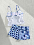 Women’s Ocean Floral Print Tank Top and Shorts Two Piece Swimsuit