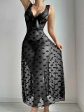 Women’s Sexy See Through Strap Mesh Long Dress Lingerie