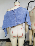 Women’s Slash Shoulder Cropped Denim Top