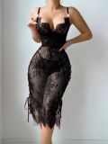 Women’s Sexy Red Lace Up Strap Bodycon Dress Lingerie