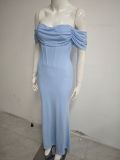 Women’s Summer Sexy Mesh Off Shoulder Slim Waist Maxi Dress