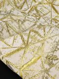 Women’s Fall Winter Gold Jacquard Slim Waist Bow Ruffle Top