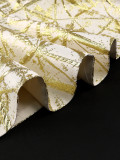 Women’s Fall Winter Gold Jacquard Slim Waist Bow Ruffle Top