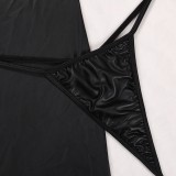 Women’s Sexy Patent Leather Tight Fitting Bodycon Nightclub Lingerie Set