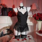 Women’s Sweet Bow Lace Bra and Panty Four Piece Lingerie Set