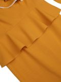 Women’s Fall Lace Trim Slim Waist Peplum Bodycon Mermaid Formal Party Dress