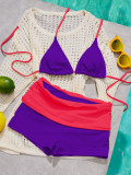 Women’s Halter Neck Triangle Bikini Top and Square Leg Beach Shorts Two Piece Swimsuit