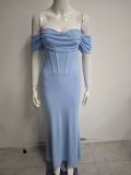 Women’s Summer Sexy Mesh Off Shoulder Slim Waist Maxi Dress