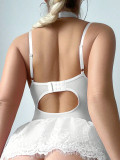Women’s Sweet Bow Lace Bra and Panty Four Piece Lingerie Set