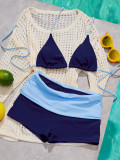 Women’s Halter Neck Triangle Bikini Top and Square Leg Beach Shorts Two Piece Swimsuit