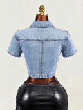 Women’s Summer Fashion Cropped Denim Top