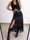 Women’s Spring Fall Fashion Tassel Stretch Skirt