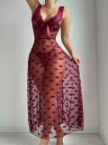 Women’s Sexy See Through Strap Mesh Long Dress Lingerie