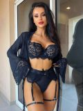 Women’s Sexy Lace Patchwork See Through Slim Fit Garter Lingerie Set